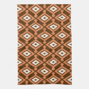 Linge De Cuisine Navajo Ikat Motif, Brown, rouille et crème