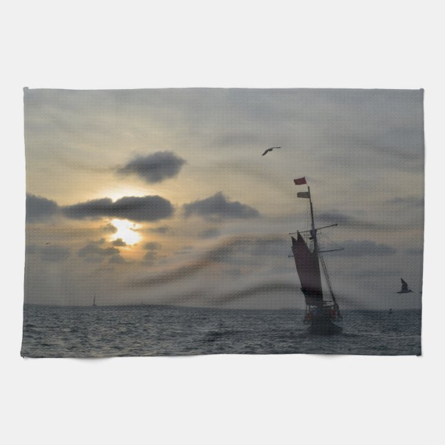 Linge De Cuisine Navigation dans le coucher du soleil (Horizontal)