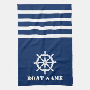 Linge De Cuisine Navires nautiques Roulez votre nom de bateau Navy