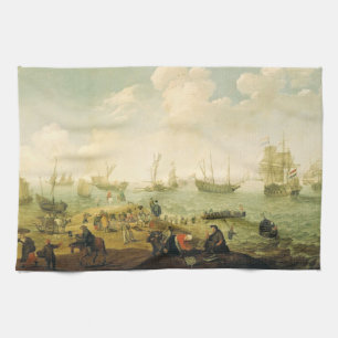 Linge De Cuisine Navires sur une rade néerlandaise