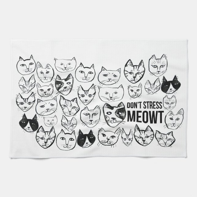 Linge De Cuisine Ne stressez pas Meowt Funny Chat Motif (Horizontal)