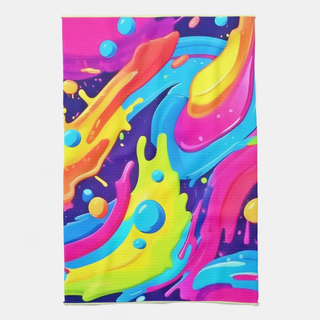 Linge De Cuisine Neon Fluid Art (Vertical)