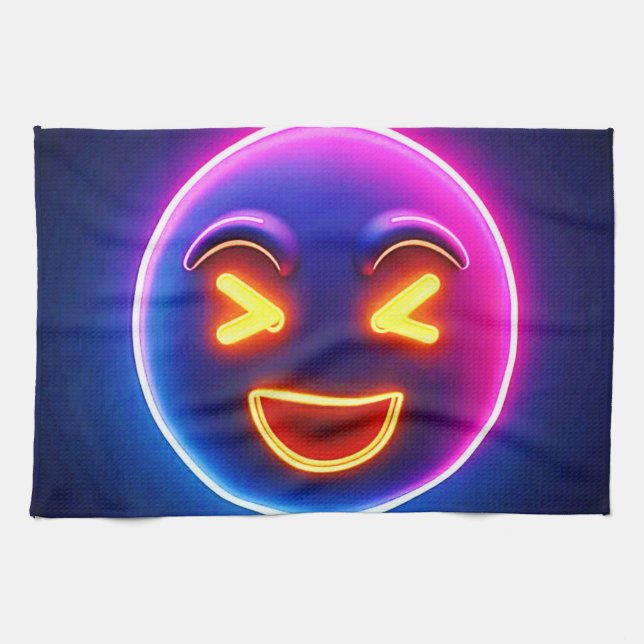 Linge De Cuisine Neon Laughing Emoji Joy (Horizontal)