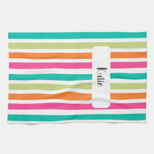 Linge De Cuisine Neon rainbow rayures amusant rétro