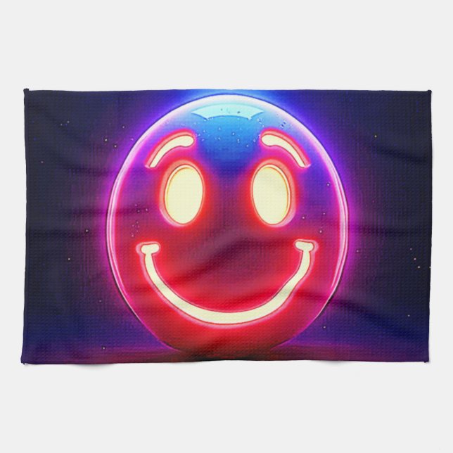 Linge De Cuisine Neon Smile : Joyeux Feu (Horizontal)