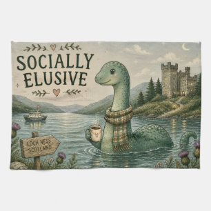 Linge De Cuisine Nessie Cryptide Confortable Élusive Socialement Lo