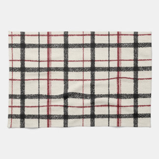 Linge De Cuisine Neutral tartan white black and red