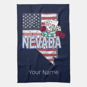 Linge De Cuisine Nevada United States Retro Map Vintage USA Casino