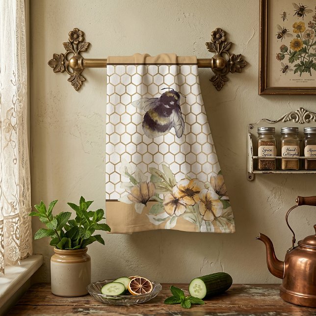Linge De Cuisine Nid d'abeille et floral abeille (Créateur téléchargé)