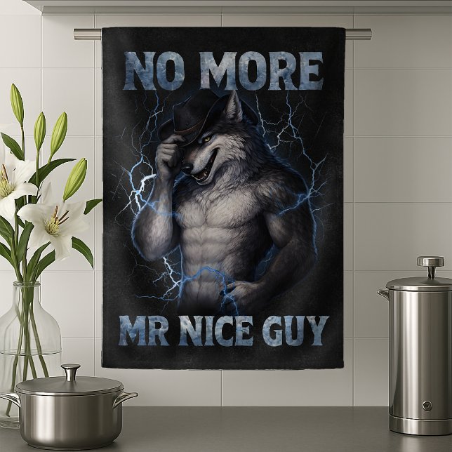 Linge De Cuisine No More Mr Nice Guy Funny Alpha Wolf Meme Brainrot (Créateur téléchargé)