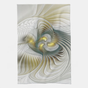 Linge De Cuisine Nobly Golden Turquoise Imaginaire Fractal Art