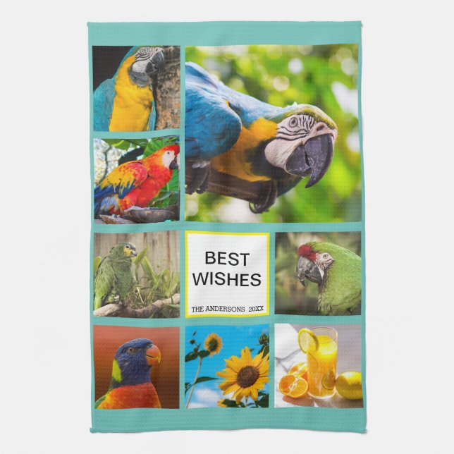 Linge De Cuisine Noël 8 Photo famille ✨ Collage personnalisé (Vertical)