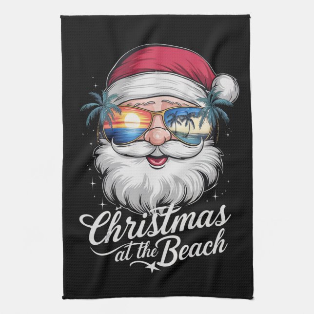 Linge De Cuisine Noël à la plage Vacances d'été hawaïennes (Vertical)