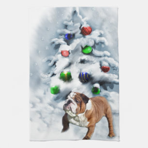 Linge De Cuisine Noël anglais de bouledogue