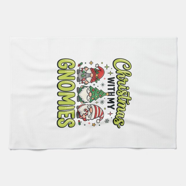 Linge De Cuisine Noël avec mes lutins modèle de gnome (Horizontal)