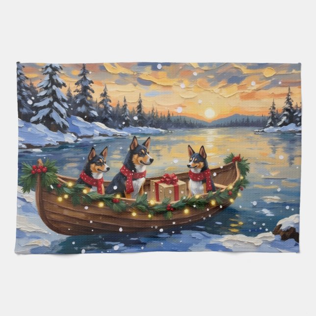 Linge De Cuisine Noël Bateau Basenji Fêtes (Horizontal)