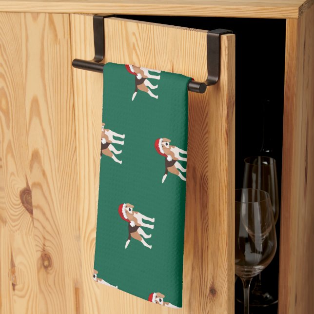 Linge De Cuisine Noël Beagle  (Pliage en tiers)