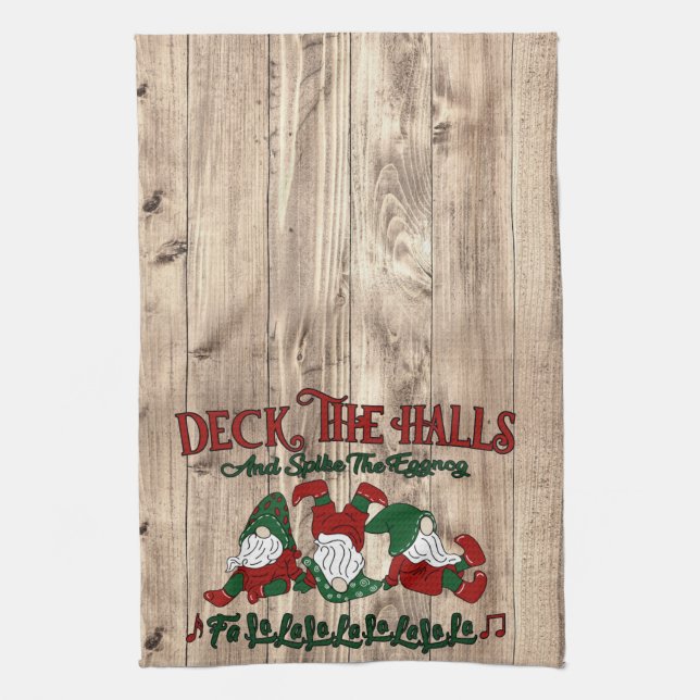 Linge De Cuisine Noël Carol Eggnog Gnomes Deck Les Halls (Vertical)