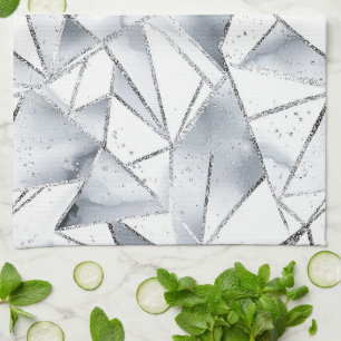 Linge De Cuisine Noël Chic Silver White Triangles