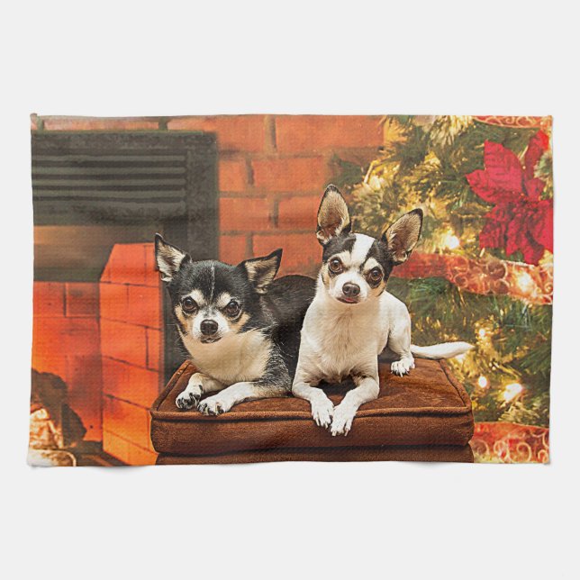 Linge De Cuisine Noël Chihuahua (Horizontal)