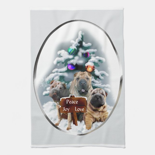 Linge De Cuisine Noël chinois Shar-Pei (Vertical)