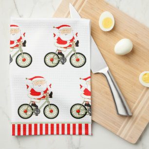 Linge De Cuisine Noël cycliste du Père Noël