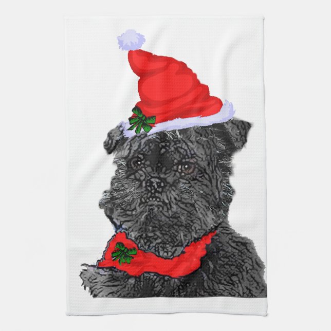 Linge De Cuisine Noël d'Affenpinscher (Vertical)