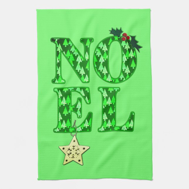 Linge De Cuisine NOEL dans un arbre de Noël vert Motif (Vertical)
