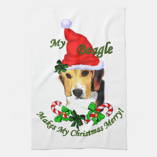 Linge De Cuisine Noël de beagle joyeux