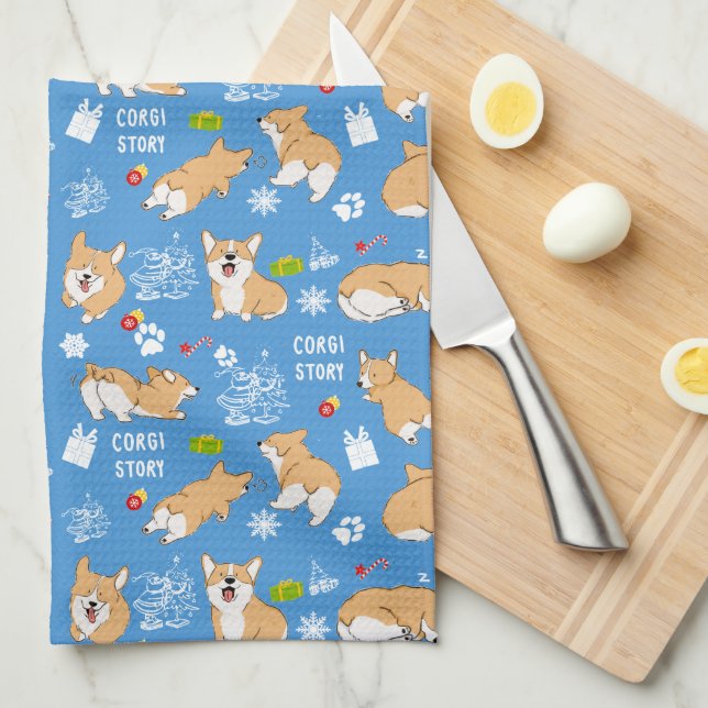 Linge De Cuisine Noël de Corgi Story (Quart Plié)
