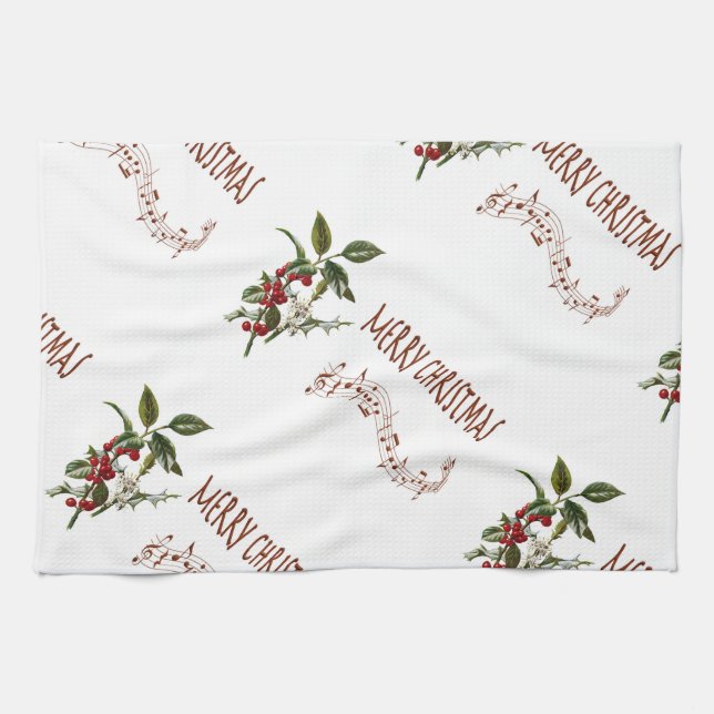 Linge De Cuisine Noël de houx (Horizontal)