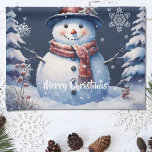 Linge De Cuisine Noël de la forêt d'hiver<br><div class="desc">Ajoutez une touche de charme à votre cuisine en cette saison de vacances avec une Serviette de cuisine de Noël Snowman de la forêt d'hiver. Le design des serviettes de cuisine comprend un mignon bonhomme de neige dans un chapeau et foulard charmant debout dans une scène de forêt hivernale avec...</div>
