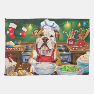 Linge De Cuisine Noël de la pâtisserie de Bulldog Américain : Noël