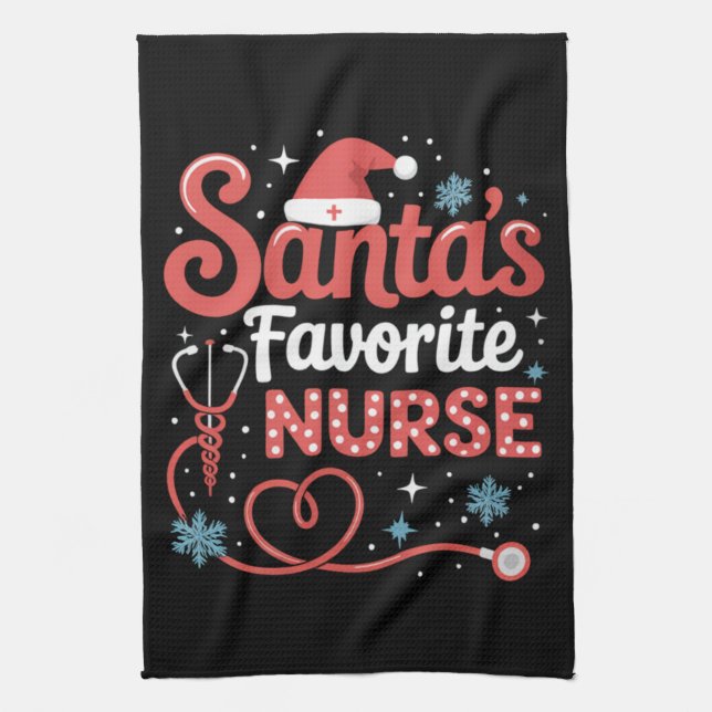 Linge De Cuisine Noël de l'infirmière préférée de Santa  (Vertical)