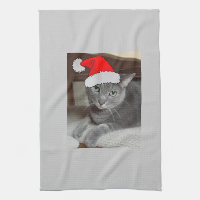 Linge De Cuisine Noël du chat bleu russe (Vertical)