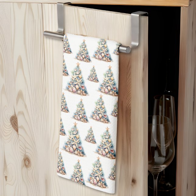 Linge De Cuisine Noël élégant sur la plage (Elegant Beach Christmas kitchen towel )