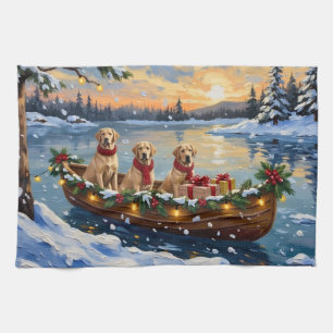 Linge De Cuisine Noël en bateau avec Labrador Retriever