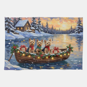 Linge De Cuisine Noël en bateau avec Yorkipoo