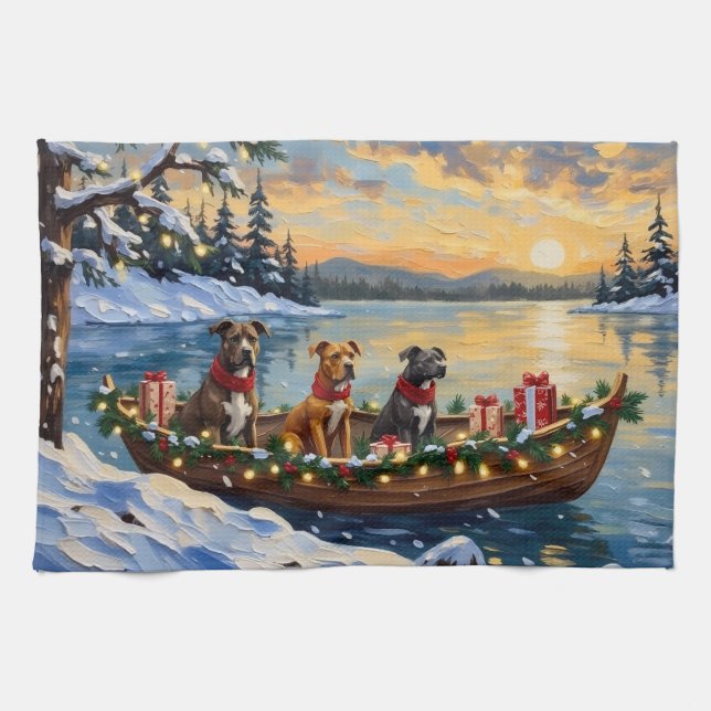 Linge De Cuisine Noël en bateau de Pitbull pour les Fêtes (Horizontal)