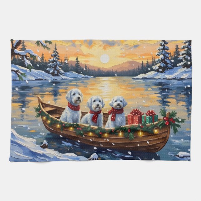 Linge De Cuisine Noël en bateau maltais pour les fêtes (Horizontal)