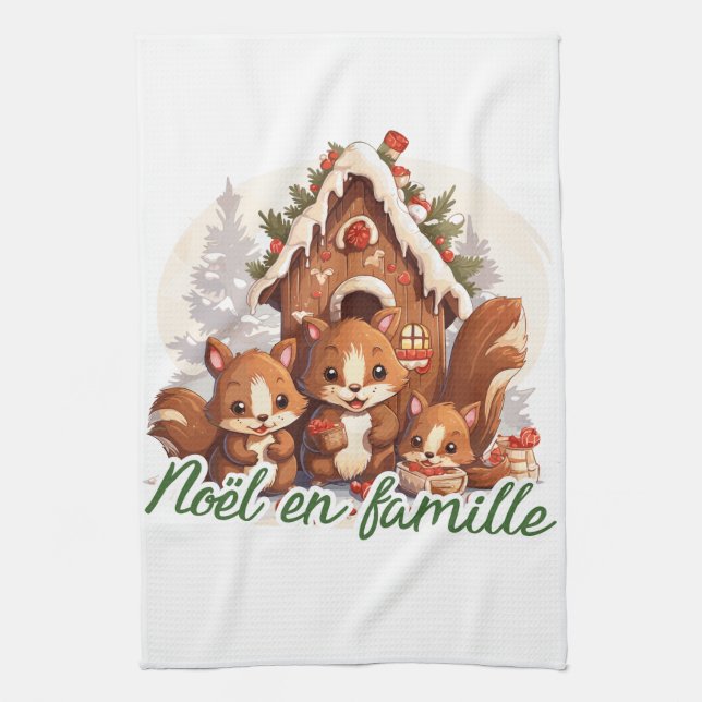 Linge De Cuisine Noël en famille (Vertical)