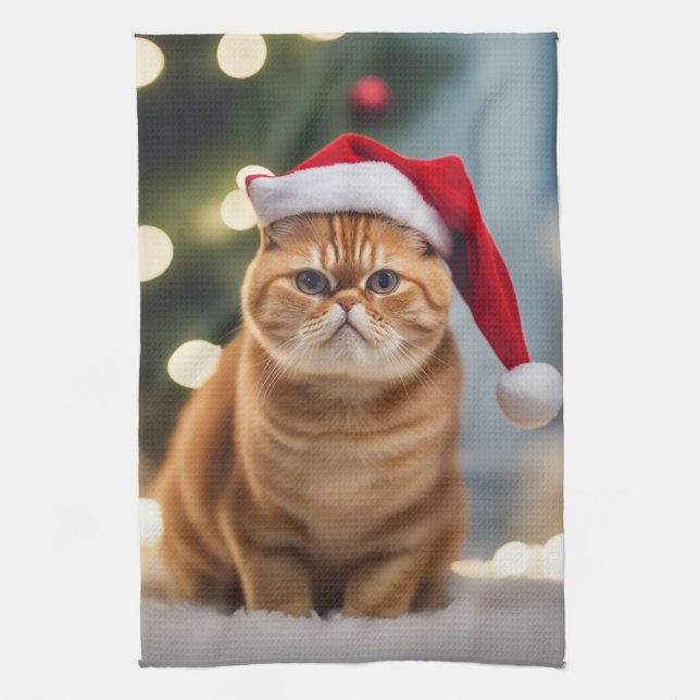 Linge De Cuisine Noël Exotique Shorthair (Vertical)