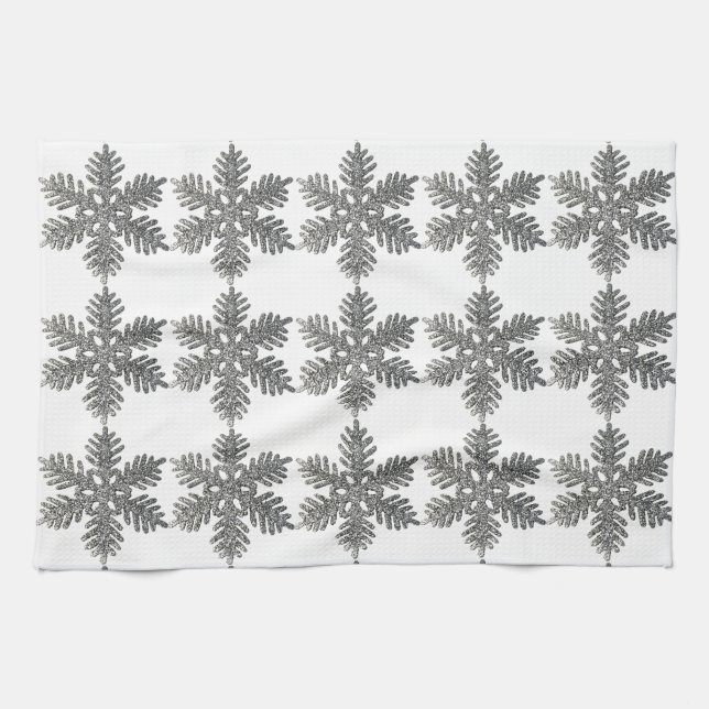 Linge De Cuisine Noël Fête Silencieux Snowflake Star Design (Horizontal)
