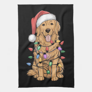 Linge De Cuisine Noël Golden Retriever Amoureux des chiens Cadeau M
