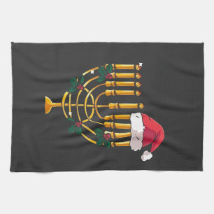 Linge De Cuisine Noël Hanukkah Juif Père Noël Menorah 