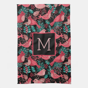 Linge De Cuisine Noël hiver Red Bird Berries vacances