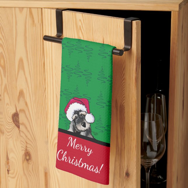 Linge De Cuisine Noël KiniArt Schnauzer (Pliage en tiers)