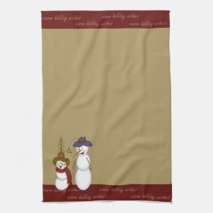Linge De Cuisine Noël mignon de bonhomme de neige de cowboy d'art