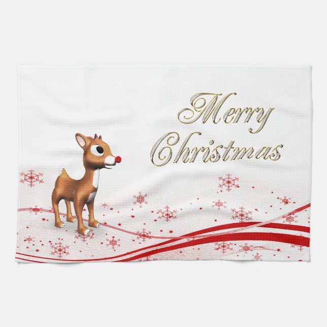 Linge De Cuisine Noël mignon de renne de bande dessinée (Horizontal)