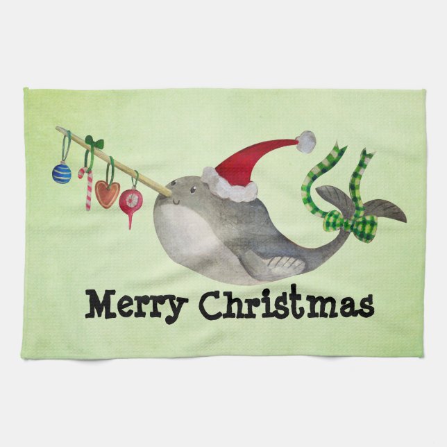 Linge De Cuisine Noël mignon Narwhal (Horizontal)